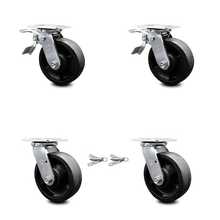 Service Caster 6 Inch Glass Filled Nylon Caster Set with Roller Bearings 2 Brakes 2 Swivel Lock SCC-TTL30S620-GFNR-2-BSL-2